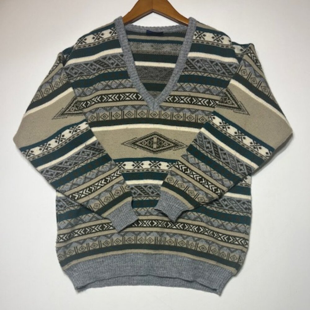 Men's‎ Quality Menswear by Bonart Colorful Geometric Sweater Sz L